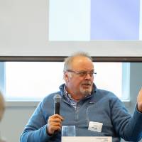 panelist talking to group